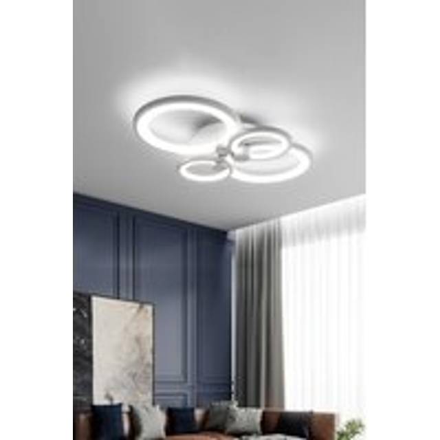 Modern Circular LED Semi Flush Ceiling Light - White - One Size