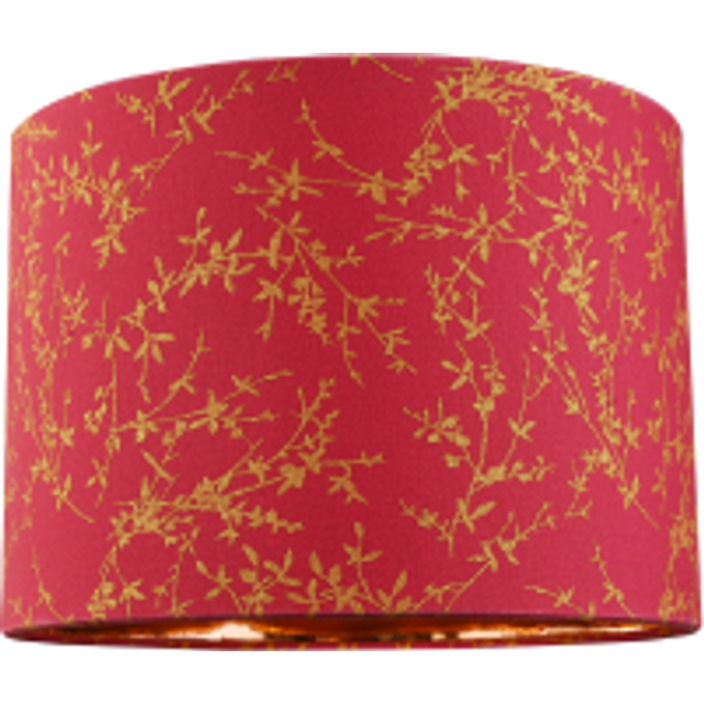 Modern Soft Cotton Fabric Lamp Shade with Shiny Foil Floral Decoration - Burgundy - 10 inches