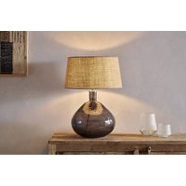 nkuku Baba Recycled Glass Table Lamp | Lamps | Smoke | Large Wide