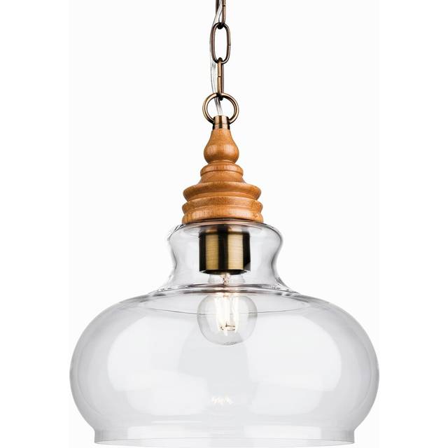 Faucher Comet 1-Light Dome Pendant - Natural Wood (38cm H X 30cm W X 30cm D)