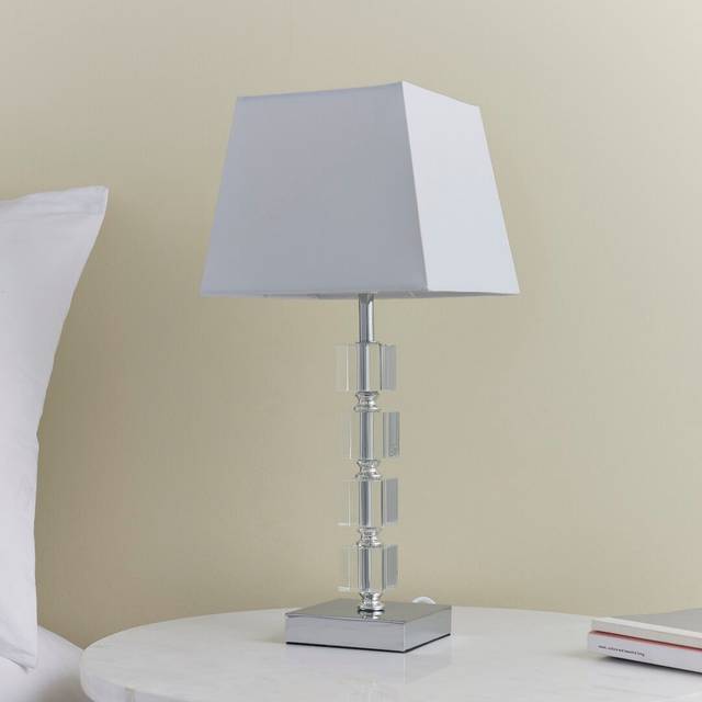 Newhave Acrylic Cube Table Lamp 43.5Cm Chrome/Transparent/White - Silver;Clear (43.5cm H X 20cm W X 20cm D)
