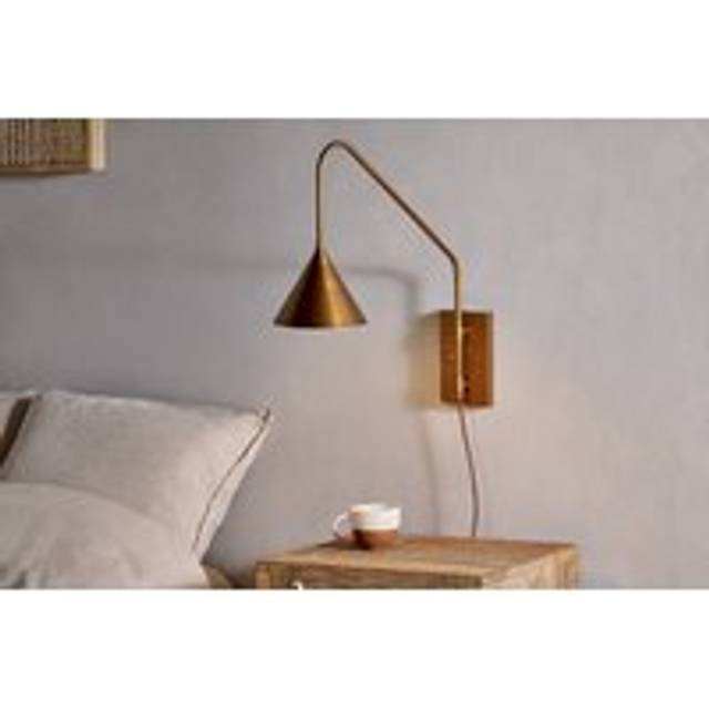 nkuku Thottam Swing Arm Wall Lamp | Lights | Antique Brass