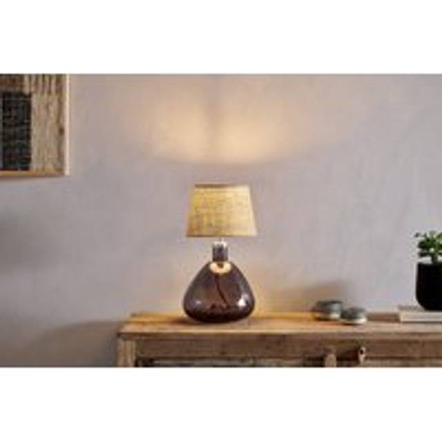 nkuku Baba Recycled Glass Table Lamp | Lamps | Smoke | Small Wide