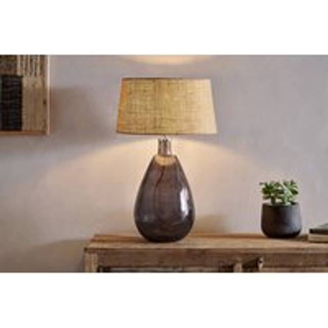 Nkuku Baba Large Tall Hammered Glass Table Lamp Base In Smoked Finish