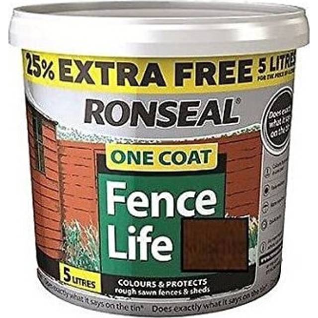 Ronseal 5L One Coat Fence Life Paint - Medium Oak