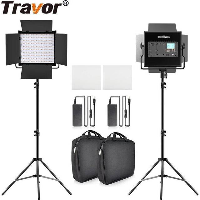 Bi-color 2 Set LED Video Light Kit Professional Camera Light Dimmable Fill Light Video with Tripod and Bag