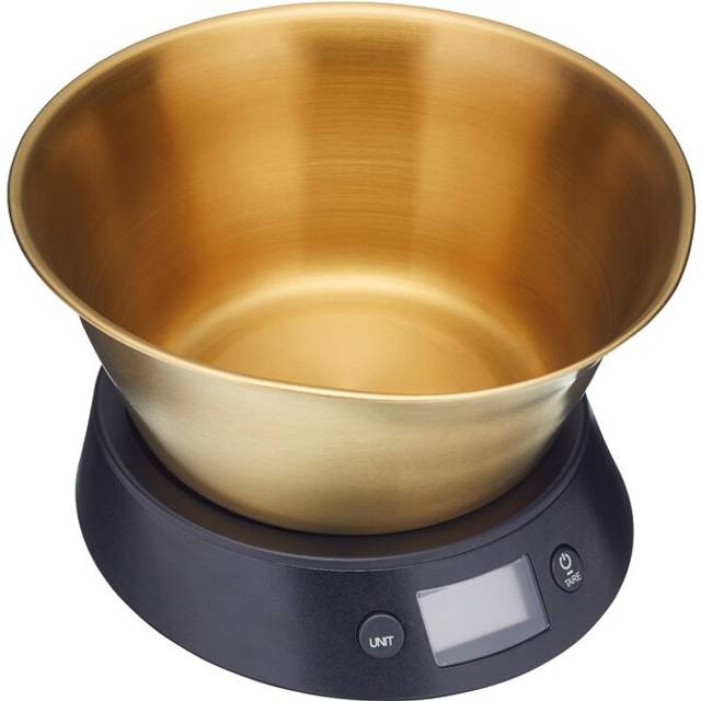 Masterclass Electronic Dual Dry And Liquid Kitchen Scale With Brass Finish Bowl - Gold