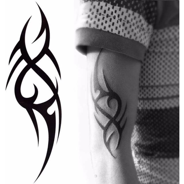 Black Temporary Tattoo Body Art Tattoos 3D Waterproof Temporary Tattoos Sticker Art Men Arm Leg Fake Tatoo Paper
