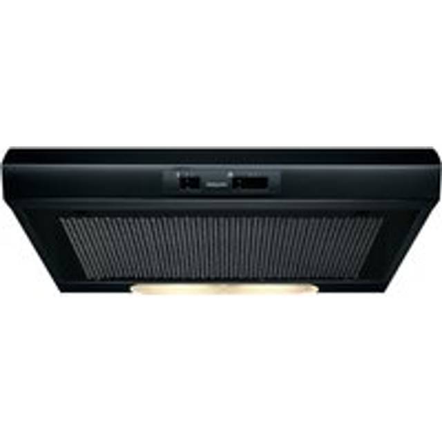 Hotpoint PSLMO65FLSK 60cm Visor Extractor Hood in Black 3 Speed Fan