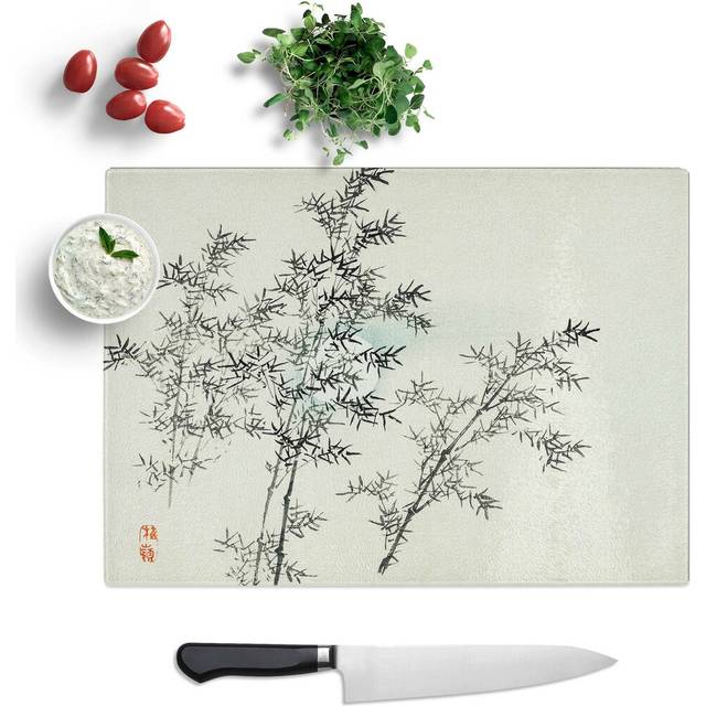 Tempered Glass Bamboo Cane Chopping Board (28.5 cm W x 20 cm L)