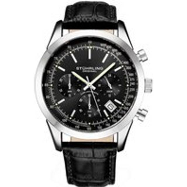 Rialto Chronograph Watch Quartz With Tachymeter 44mm Case Leather Band - Grey - One Size