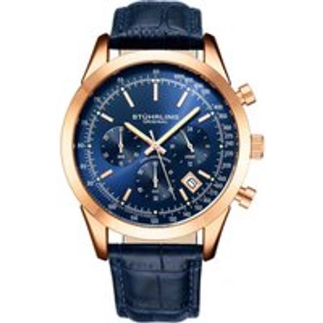 Rialto Chronograph Watch Quartz VWith Tachymeter 44mm Case Blue Leather Band - Metallics - One Size
