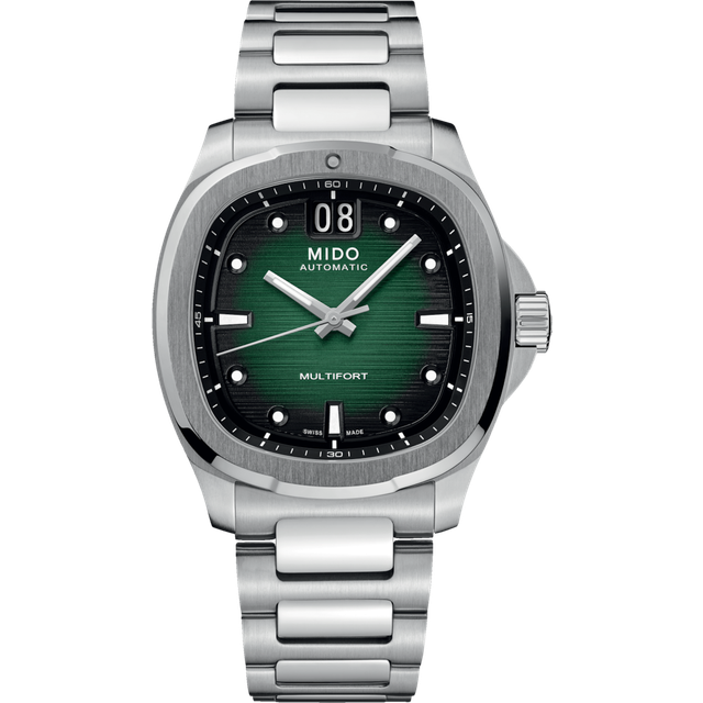 Mido Multifort TV Big Date Stainless Steel Green Dial Automatic M049.526.11.091.00 100M Men's Watch