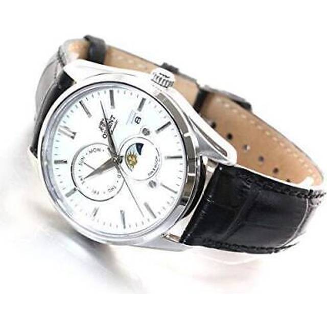 ORIENT Sun & Moon Automatic Men's Watch - White/Silver, Mechanical, Domestic Warranty, Contemporary Design RN-AK0305S