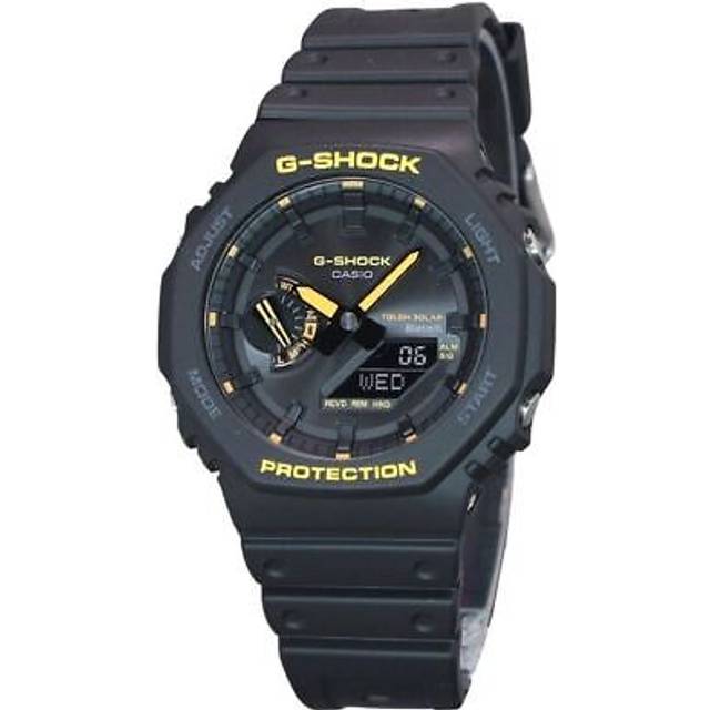 Casio G-Shock Caution Yellow Mobile Link Analog Digital Resin Strap Black Dial Solar GA-B2100CY-1A 200M Men's Watch