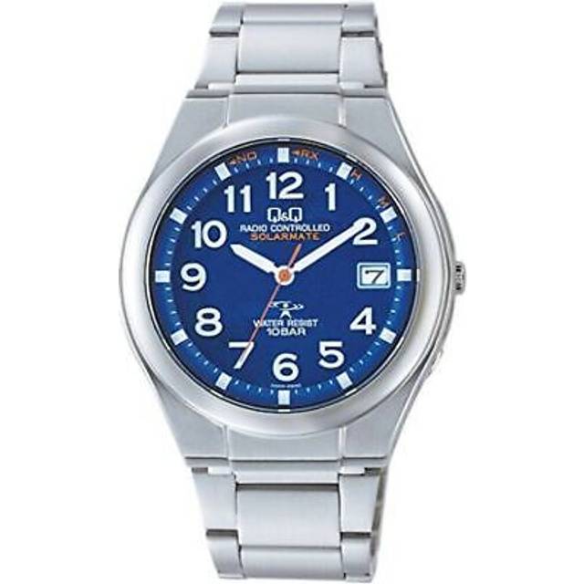 Japan Citizen Q&q Solar Radio Blue Watch Hg12-215 Analog Waterproof Men's