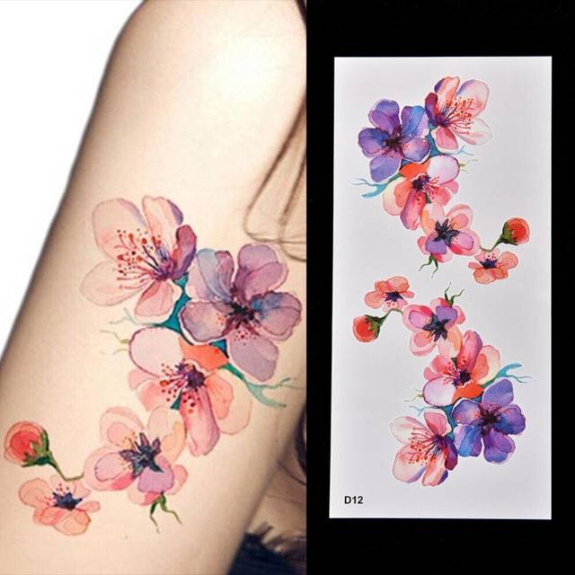 DIY Watercolor Orchid Arm Temporary Tattoo Sticker Waterproof Temporary Fake Tattoo Sticker For Women