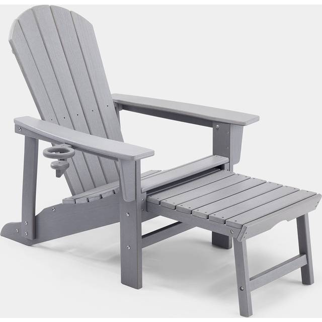 Westport Grey Adirondack Garden Chair with Footstool