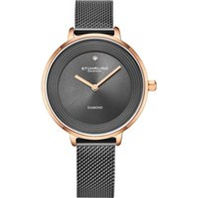 Symphony 3946 Women's Mesh Diamond Watch Quartz with Brushed Finish Dial and Diamond Accents - Grey - One Size