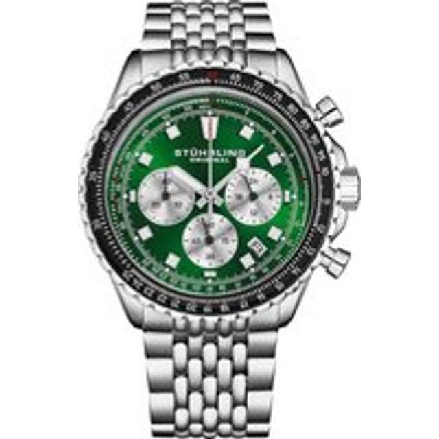 Raceway 1010 Chronograph Watch Meca-Quartz Hybrid Movement Stainless Steel Beaded - Green - One Size