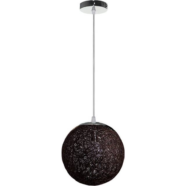 Fairy tale Idyllic Country Pendant Light Colorful Rattan Weave Chandelier Modern Spherical Hanging Lamp for Bedroom Cafe Loft Black 20cm