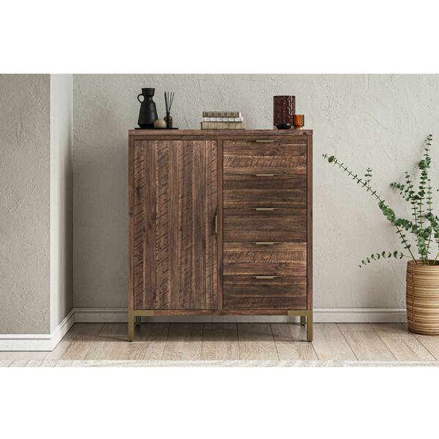 Solid Hardwood & Metal Chest of Drawers - Wideboy Chest - Madison Range - Oak Furnitureland
