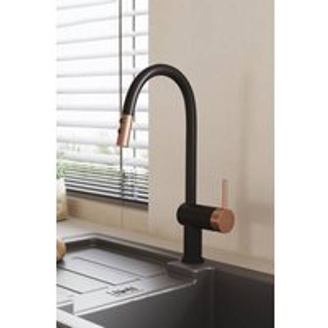 Pull Out Single Lever Mono Kitchen Faucet - Black - One Size