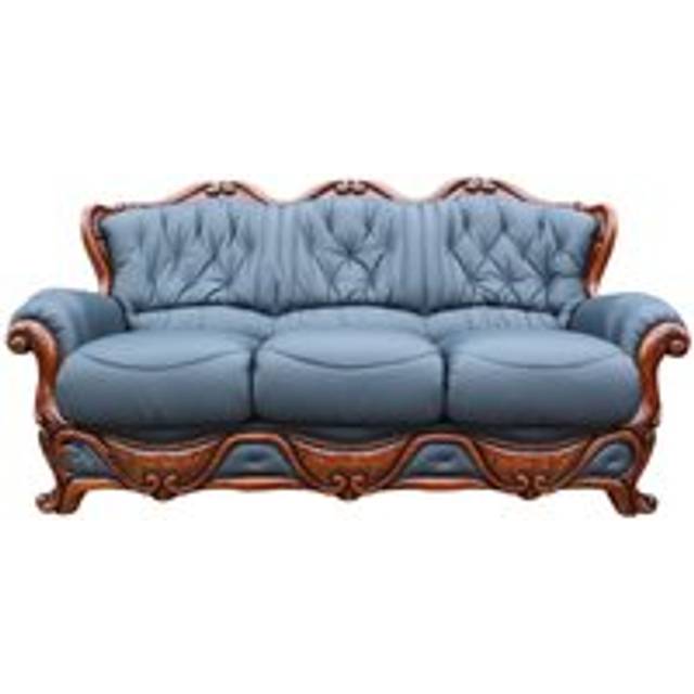 Dante Original 3 Seater Sofa Settee Italian Blue Real Leather