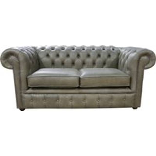 Chesterfield 2 Seater Selvaggio Sage Green Real Leather Sofa Settee In Classic Style