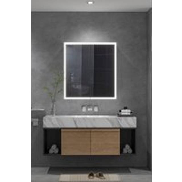 LED Illuminated Double Door Frameless Mirror Cabinet - Silver - One Size