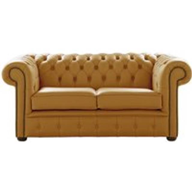 Chesterfield 2 Seater Shelly Parchment Leather Sofa Settee Bespoke In Classic Style - Gold