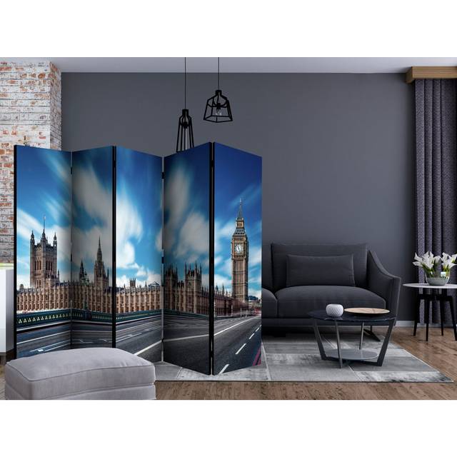 Room Divider - Sunny London II [Room Dividers] - Blue;Brown;White;Grey (172cm H X 225cm W X 3cm D)