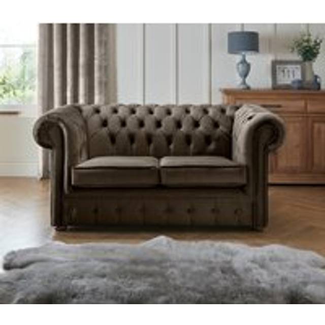 Chesterfield 2 Seater Fabric Malta Mushroom 07 Sofa - Brown