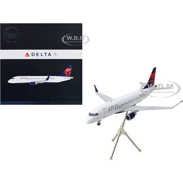 Embraer ERJ-175 Commercial Aircraft "Delta Connection" White with Blue and Red Tail "Gemini 200" Series 1/200 Diecast Model Airplane by GeminiJets