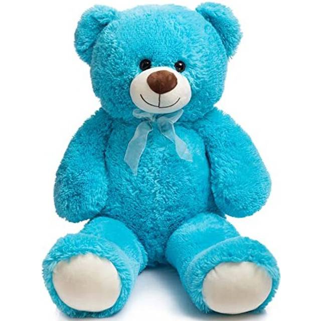 HollyHOME 90cm Giant Teddy Bear Cuddly Bear Lover's Gift Soft Plush Toy Stuffed Animals Doll Birthday Gift for Kids Lover Girls and Boys Baby, Blue