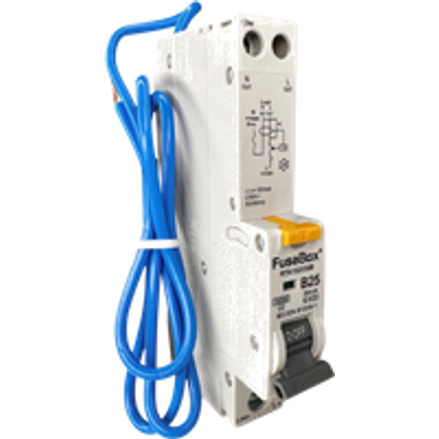 FuseBox 25A B Curve Type A Single Module 30mA RCBO 10kA