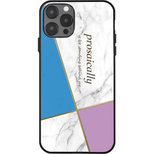 iPhone 12 Pro Max Skal - Rosa / Blå / Vit Marmor