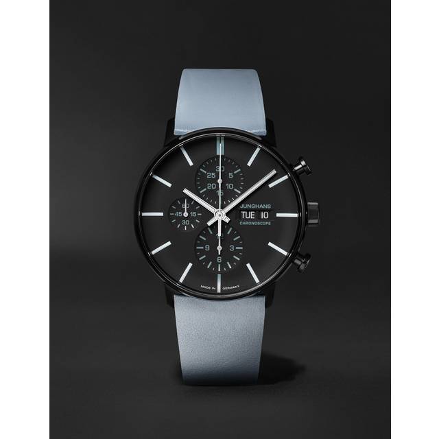 Junghans - Form A Chronoscope Automatic 42mm PVD-Coated Stainless Steel and Leather Watch, Ref. No. 27/4371.01 - Men - Black