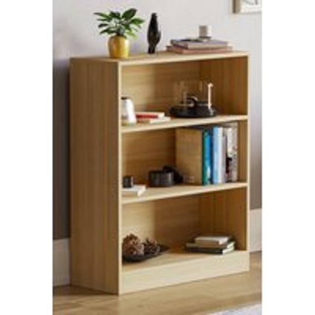 Vida Designs Cambridge 3 Tier Low Bookcase Storage Unit 750 x 600 x 240 mm - Light Oak - One Size