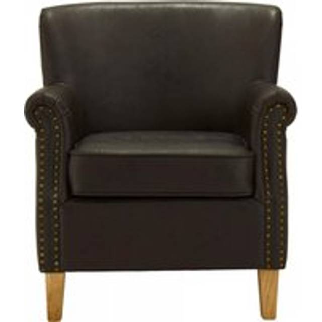 Brown Leather Effect Armchair, Easy to Clean Leather Armchair, Body Supportive High Back Accent Chair - One Size