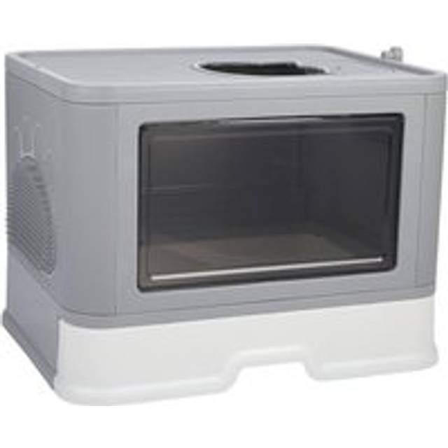 Closed Double Door Gray Cat Litter Box with Lid And Cat Litter Scoop, Odorless and Easy to Install and Clean - Grey - One Size