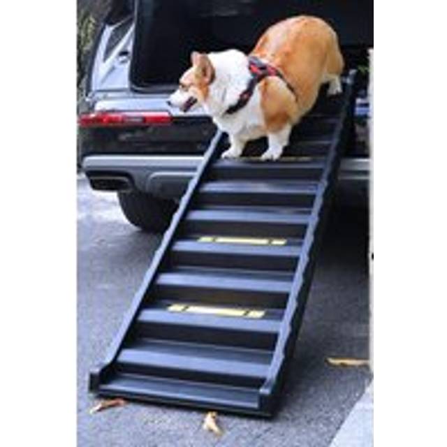 Folding Portable Dog Pet Staircase with Black Non-Slip Ramp - One Size