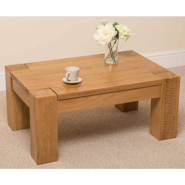 Thats Furniture Kuba Chunky Small Oak Coffee Table for Living Room, Brown