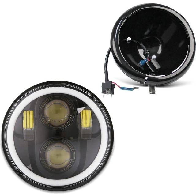 LED Scheinwerfer Set 5,75 Zoll passend für Harley Davidson Hauptscheinwerfer schwarz Craftride M18