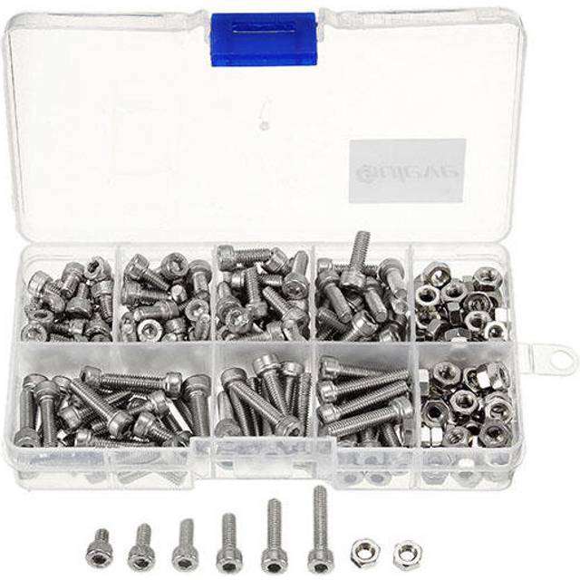 M4SH1 M4 Stainless Steel Hex Socket Cap Head Screws Bolts Nuts Assortment Kit 250Pcs