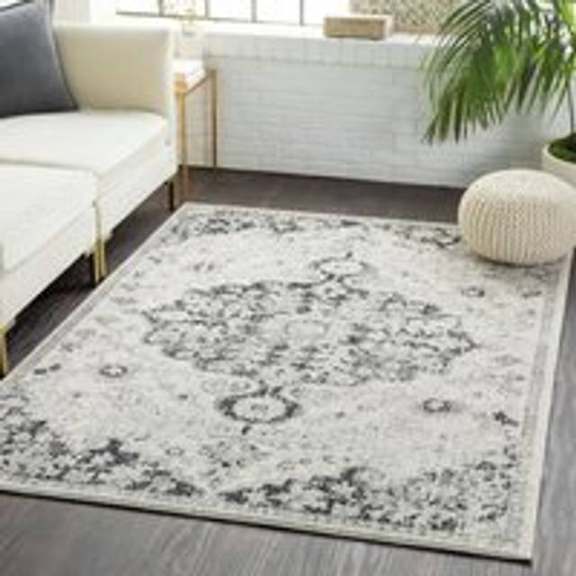 LOU Square Vintage Traditional Oriental Boho Area Rug - Black - 200cm x 275cm