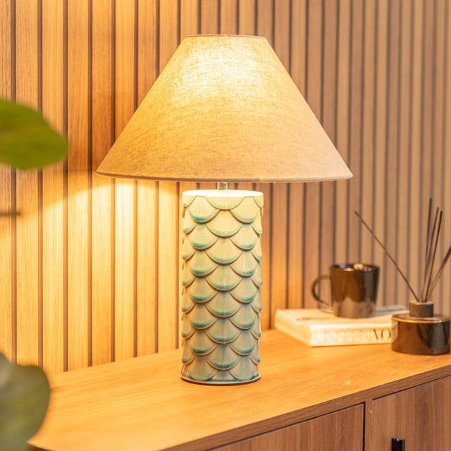 Athena Coral Ceramic Table Lamp - Teal (43.5cm H)
