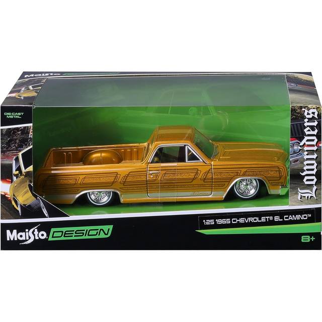 1965 Chevrolet El Camino Lowrider Gold Metallic with Graphics "Lowriders" Series 1/25 Diecast Model Car by Maisto