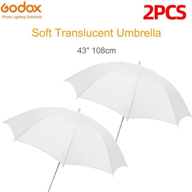 Godox 33 " 84cm 40 " 102cm 43 " 108cm vita mjuka diffusorer studiofotografi genomskinligt paraply för studioblixtblixtbelysning - 2 st 43 tum 108cm