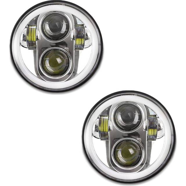 2x LED Scheinwerfer 5,75 Zoll passend für Harley Davidson Hauptscheinwerfer chrom Craftride M18 Spar-Set